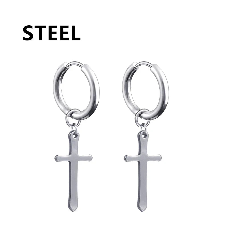 Fashion Punk Gothic Stainless Steel Drop Earrings | Unisex Stud Earrings for Men Women