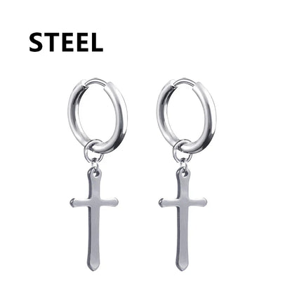 Fashion Punk Gothic Stainless Steel Drop Earrings | Unisex Stud Earrings for Men Women