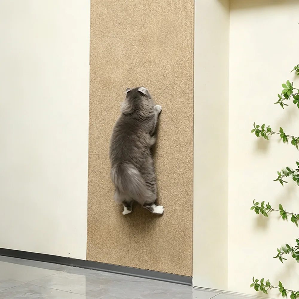 Cat Scratching Mat DIY Self-Adhesive Trimmable Carpet Anti-Scratch Furniture Protector for Fits Sofas Walls Doors