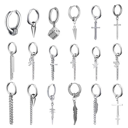 Fashion Punk Gothic Stainless Steel Drop Earrings | Unisex Stud Earrings for Men Women