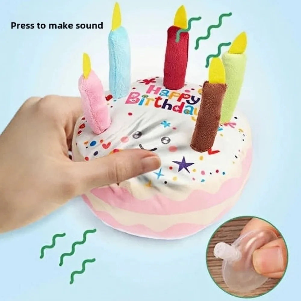 New Birthday Cake Dog Toys Interactive Bite Resistant Gnaw Toys Puppy Teething 16cm Stuffed Cake Doll Party Decor