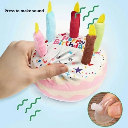 New Birthday Cake Dog Toys Interactive Bite Resistant Gnaw Toys Puppy Teething 16cm Stuffed Cake Doll Party Decor