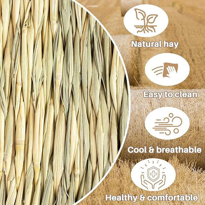 Rabbits Bunny Pet Chew Mat Small Animal Woven Hay Mat Natural Straw House Cage Accessories For Guinea Pig Chinchilla Hamster Rat