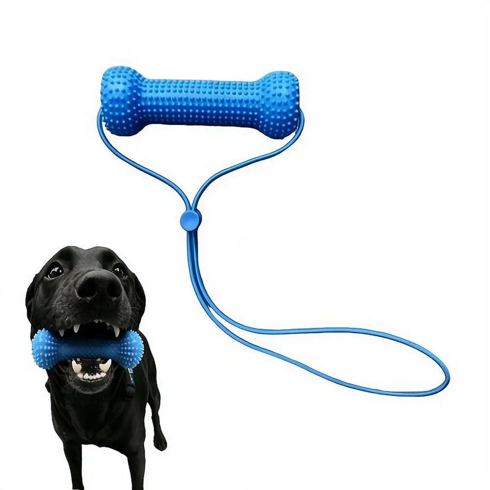Dog Chew Toy Interactive Tug Rope Toy Quiet Durable Plastic Chew Stick With Gum Massage Nubs For Small Medium Dogs