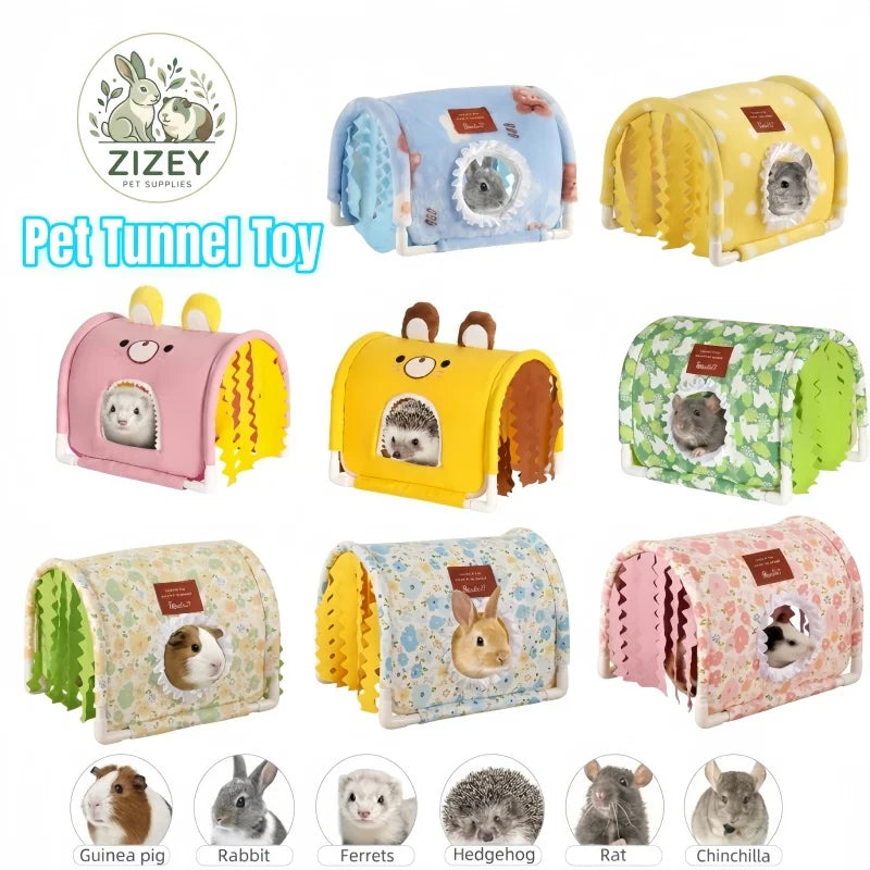 Small Animal Tunnel Hideout Cute Bed Cave Toy for Guinea Pig Rabbit Ferrets Hedgehog Rat Chinchilla Cage Accessory