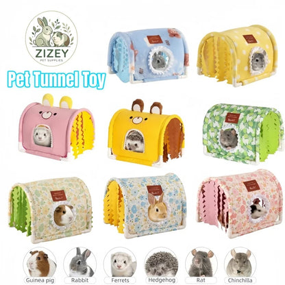 Small Animal Tunnel Hideout Cute Bed Cave Toy for Guinea Pig Rabbit Ferrets Hedgehog Rat Chinchilla Cage Accessory