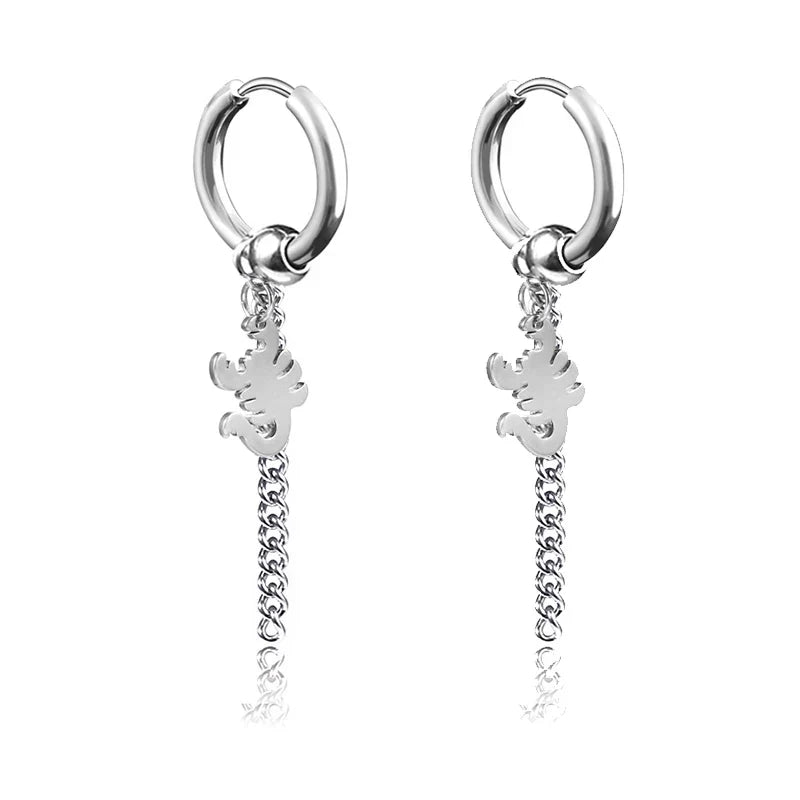 Fashion Punk Gothic Stainless Steel Drop Earrings | Unisex Stud Earrings for Men Women