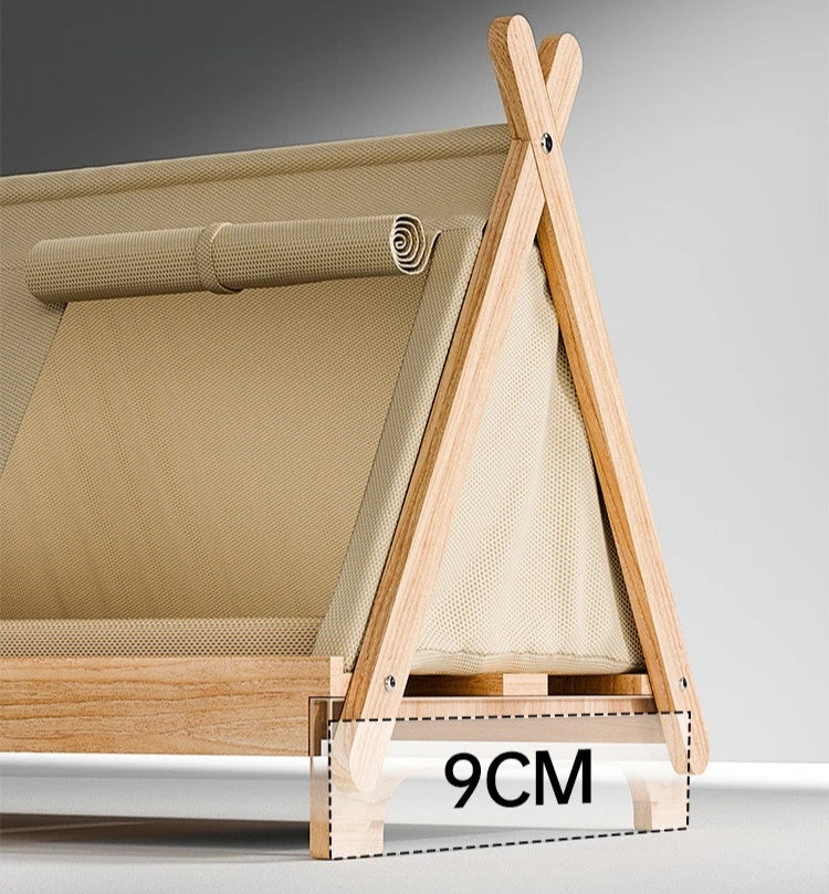Cat Bed with Window Wooden Cat Tent Bed Elevated Pet House Dogs Bed with Stable Frame Pet Supplies Safe Comfortable Cat Bed