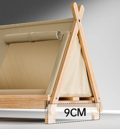 Cat Bed with Window Wooden Cat Tent Bed Elevated Pet House Dogs Bed with Stable Frame Pet Supplies Safe Comfortable Cat Bed