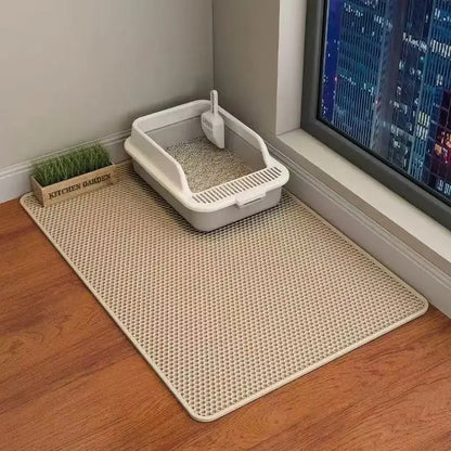 Cat Litter Mat, Double Layer Trapping Mat, Litter Box Filter Pad, Waterproof & Anti-Slip, Prevents Litter Tracking