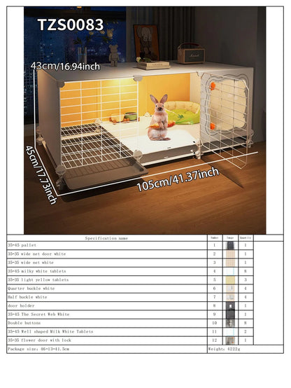 Rabbit Cage with Toilet for Home Use, Indoor Rabbit Villa, Guinea Pig Cage with Separate Living Area