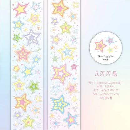 Star Cloud Masking Tape 5x200cm | Decorative Scrapbooking Tape Roll