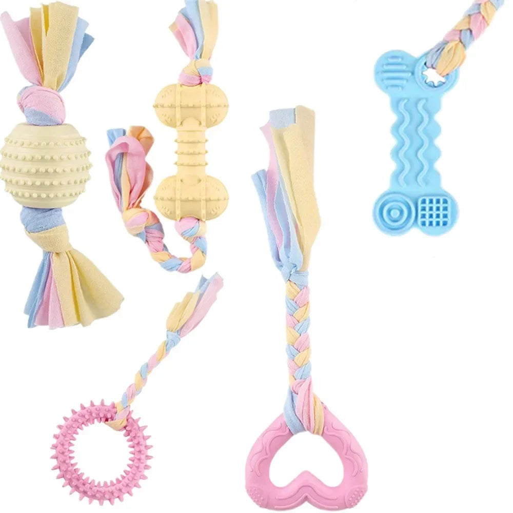 Dog Toys Bichon Frise Teddy Braided Rope Knot Indoor Training Interactive Play Grinding Teeth Cleaning Rubber Pets Toy Supplies