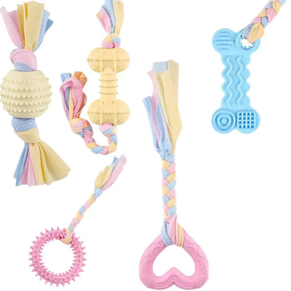 Dog Toys Bichon Frise Teddy Braided Rope Knot Indoor Training Interactive Play Grinding Teeth Cleaning Rubber Pets Toy Supplies