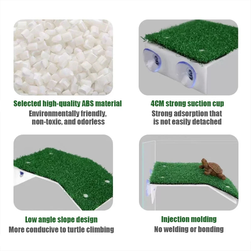 Turtle Basking Platform Turtle Habitat Simulation Lawn Ramp Turtle Dock Floating Island for Reptile Terrarium Aquarium Accessory