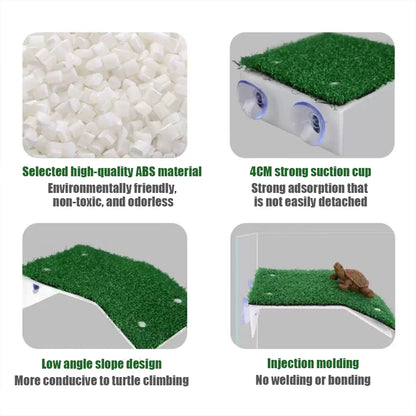 Turtle Basking Platform Turtle Habitat Simulation Lawn Ramp Turtle Dock Floating Island for Reptile Terrarium Aquarium Accessory