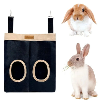 Practical Hanging Rabbit Feed Bag Canvas Eco-Friendly Hay Bag Chew Proof Hay Pouch For Rabbit Dutch Pig