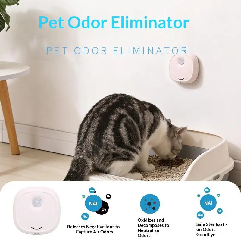 ㈅Pet Cat Litter BoxIntelligent Odor Purifier Air Purifier Regular  Deodorization Cat Toilet Odorinduction Supplies