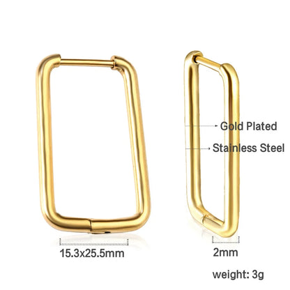 LUXUSTEEL U-Shaped and Geometric Hoop Earrings | Anti-Allergy Stainless Steel Earrings for Women and Men