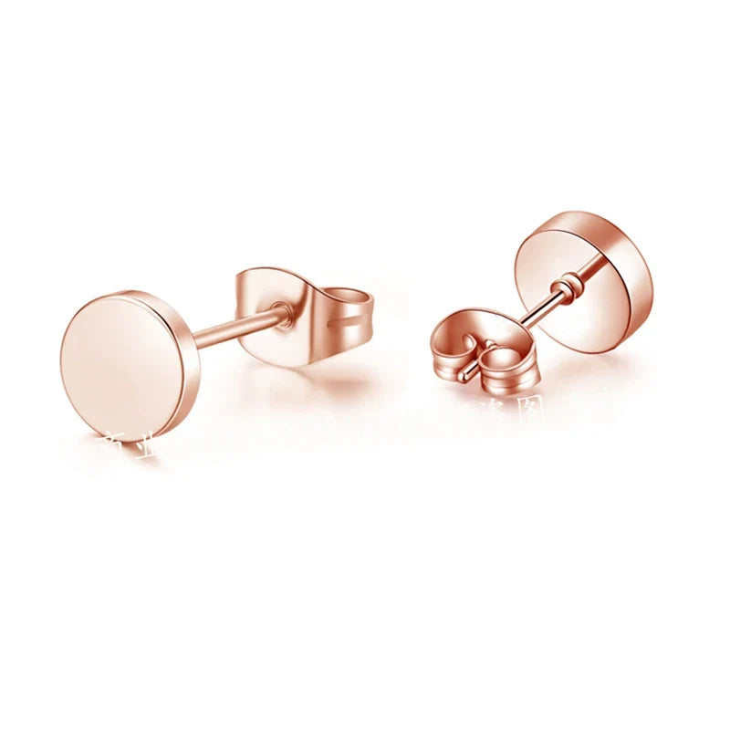 Titanium Steel Stud Earrings for Men Women | Round Black Punk Ear Studs Gift