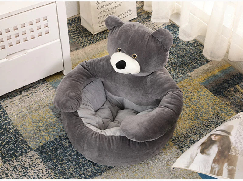 Plush Dog House Bed Winter Warm Bear Hug Semi Enclosed Cat's Nest Detachable And Washable Mat Small Dog Bed Sofa Pet Supplies