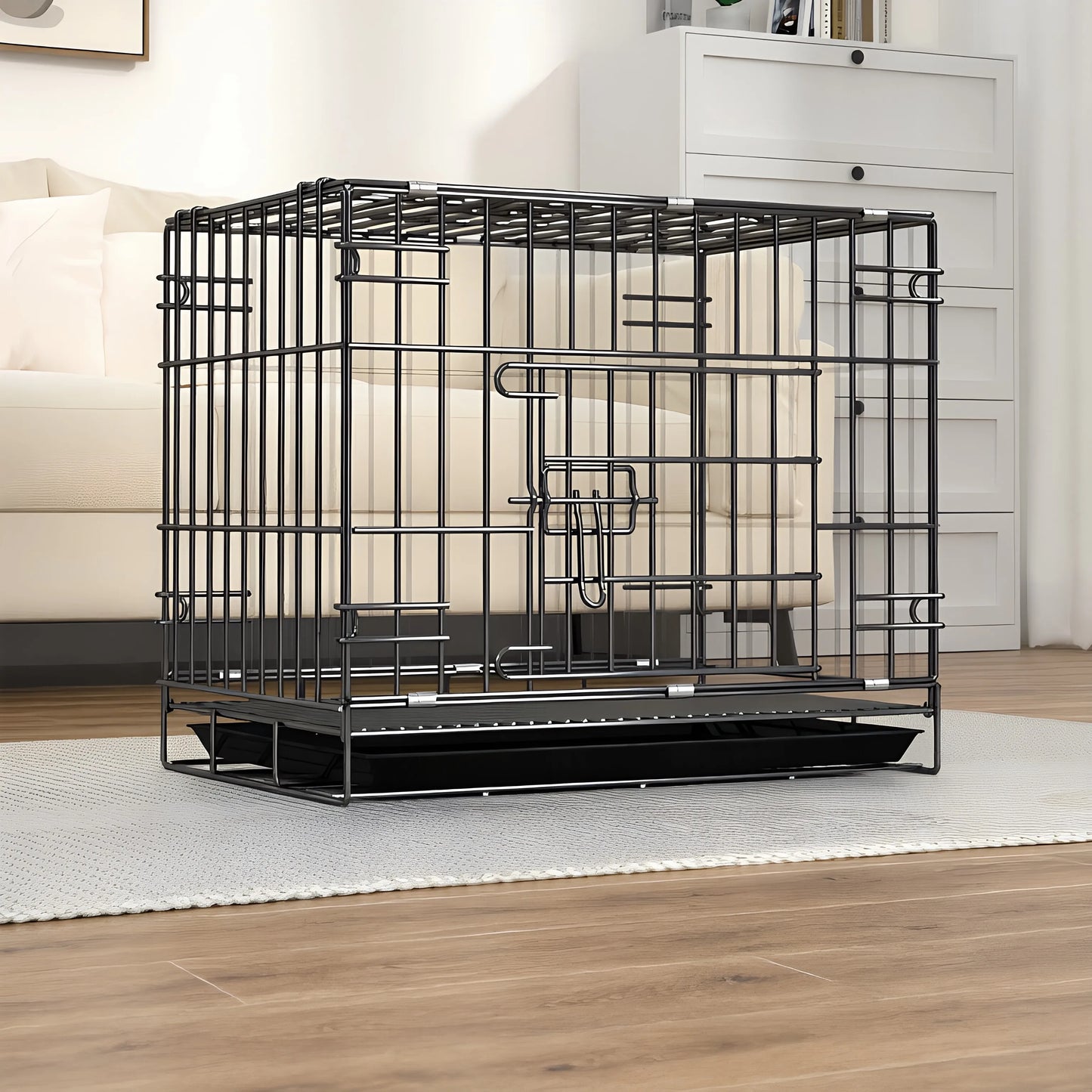 Dog Cage, Small and Medium-Sized Dog, Pet Cage, Fence, Thickened, Large Dog, Household Folding Dog Bed, Car Cage, Cat Cage