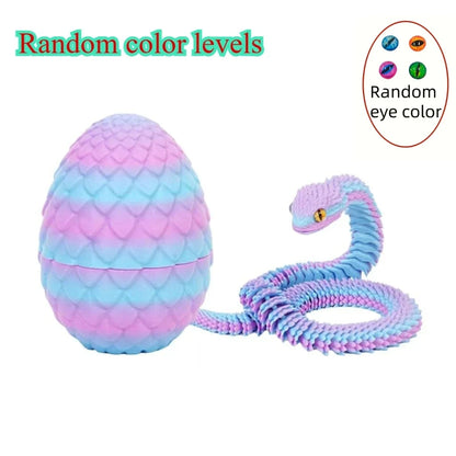 3D Printed Snake with Egg | Articulated Desktop Animal Decoration