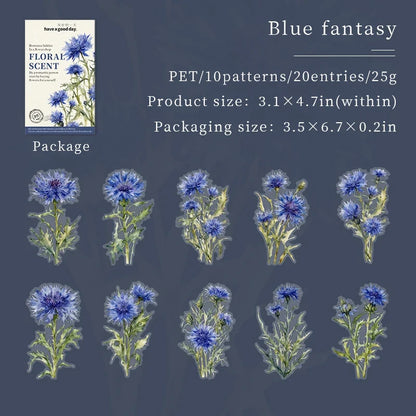 20pcs Floral Scent Vintage Flower Stickers | Creative DIY Journal Garden Label Pack