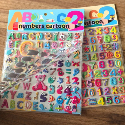 9 Styles Cute Double Layer 3D Foam Stickers | Alphabet Cars Food Cartoon for Notebook Journal Phone Case Decoration