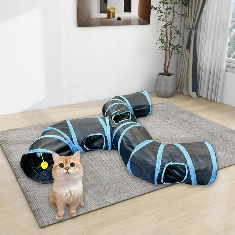 Cat Toy Tunnel Indoor Cat Hide Interactive Play Tunnel Tube Toys Fun Foldable Cat Hideaway Play Toys for Rabbits Puppy Kitten