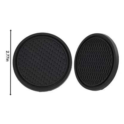 2pcs Black Car Cup Holder Anti Slip Coaster Pads | Universal Interior Accessories