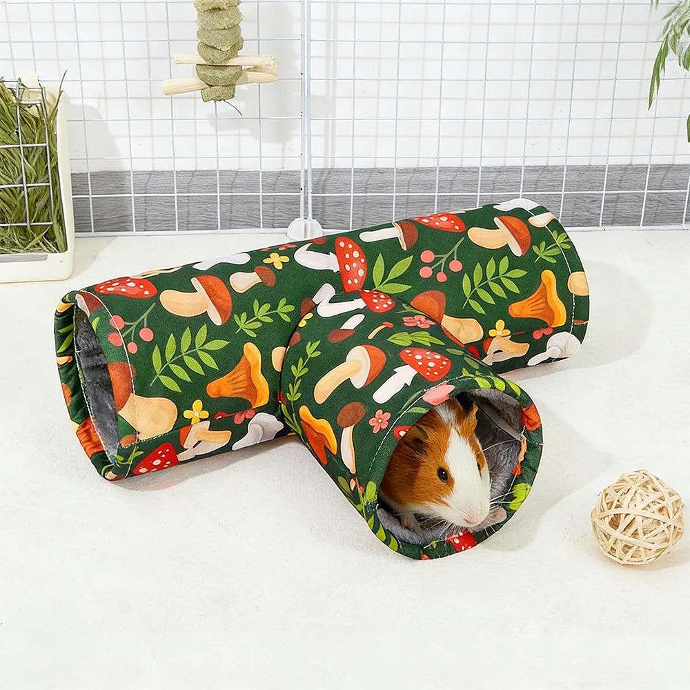 Guinea Pig Tunnel 3 Way Washable Hideout Foldable Rabbit Tunnel Guinea Pig Toys for Bunny Hamster Ferret Guinea Pig Accessories