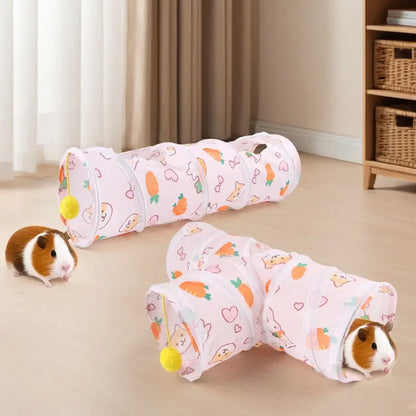 Three-Door Rabbit Tunnel - Foldable toy tube, suitable for hiding places for small pets