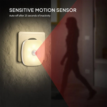 LED Motion Sensor Night Light | Plug-In Automatic Lamp for Hallway Closet