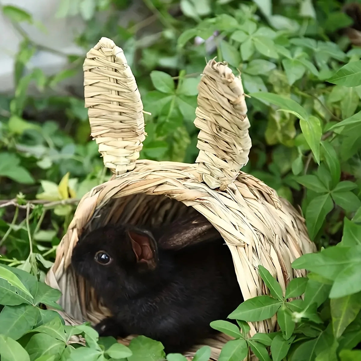 Rabbit Straw Nest Hut Toy Comfortable Straw Woven Hay Bed Warm Hut for Bunny Little Animals Ferret Hamster