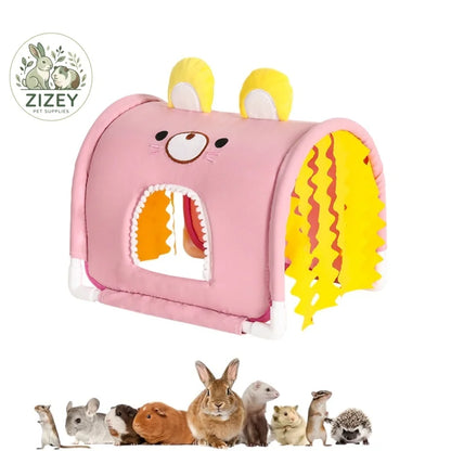 Small Animal Tunnel Hideout Cute Bed Cave Toy for Guinea Pig Rabbit Ferrets Hedgehog Rat Chinchilla Cage Accessory