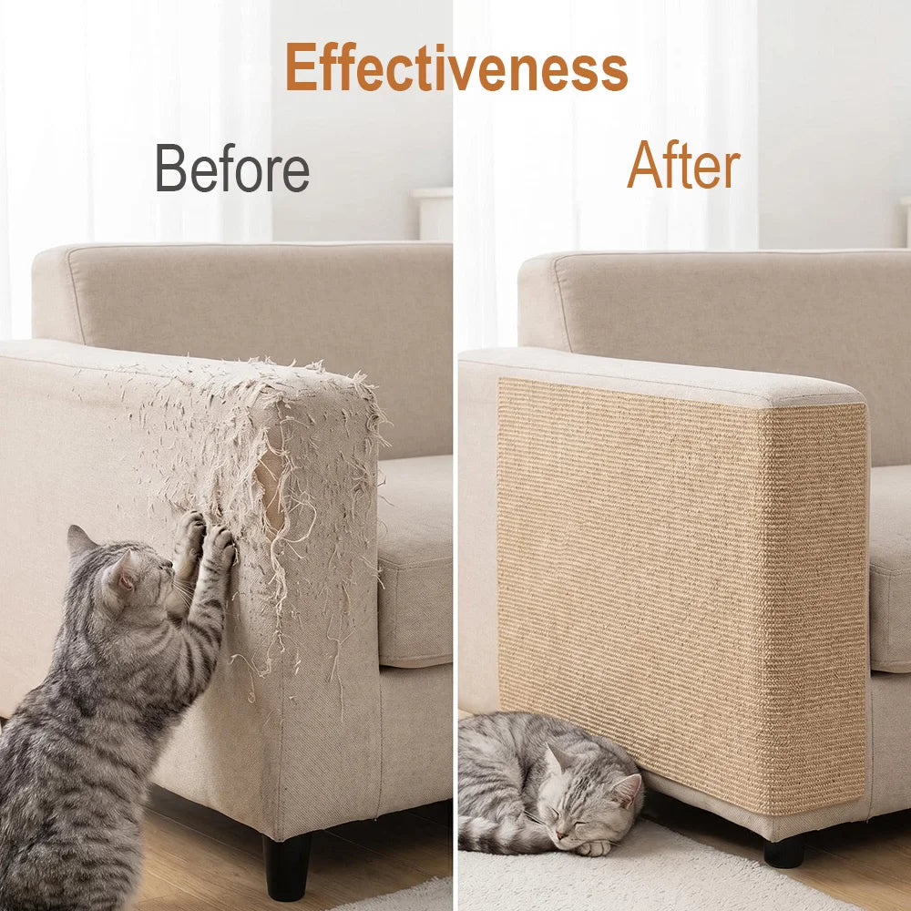 Cat Scratching Mat DIY Self-Adhesive Trimmable Carpet Anti-Scratch Furniture Protector for Fits Sofas Walls Doors