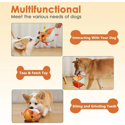 Pet Interactive Fetch Toy for Small To Large DogDog Plush Toy with Straps,Soft Stuffed Ball with Cotton Material