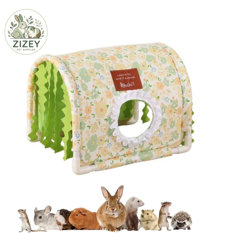 Small Animal Tunnel Hideout Cute Bed Cave Toy for Guinea Pig Rabbit Ferrets Hedgehog Rat Chinchilla Cage Accessory