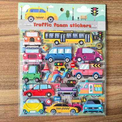 9 Styles Cute Double Layer 3D Foam Stickers | Alphabet, Cars, Food Cartoon for DIY Notebook, Journal & Phone Case Decoration