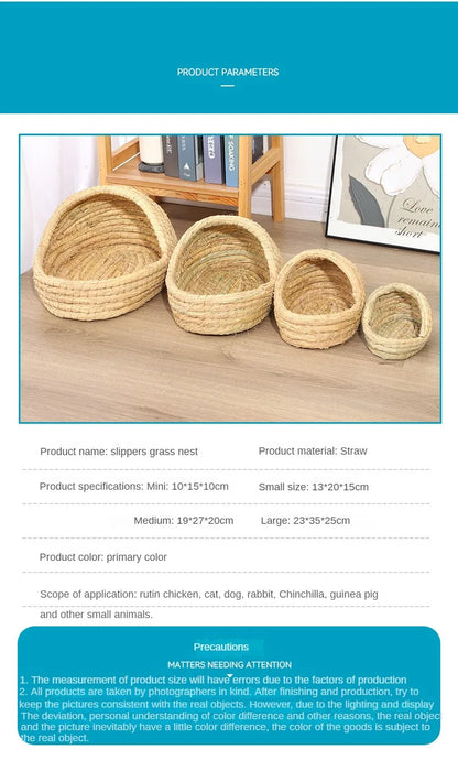 Grass Woven Bird Nest Rabbit Grass Nest Grass Mat Hamster Accessories Slippers Rabbit Nest Rabbit Winter Warm Pet Supplies
