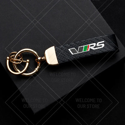 Skoda VRS Carbon Fiber Keychain | Car Emblem Key Ring for Citigo Kodiaq Yeti Rapid Fabia