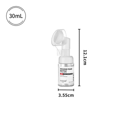 30ml 60ml 100ml 150ml Empty Foam Pump Bottle with Silicone Brush Head | Portable Face Cleanser Dispenser