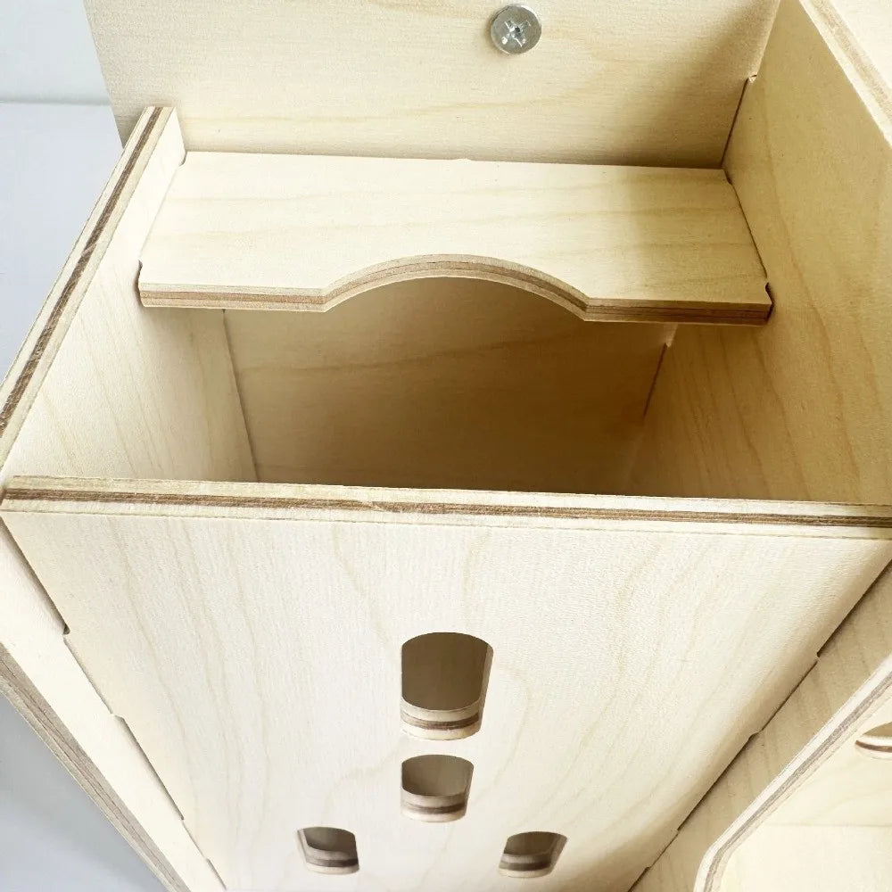 2 in 1 Rabbit Hay Feeder Bite Resistant Detachable Rabbit Food Manger with Bottle Wooden Grass Dispenser Cage Accessories