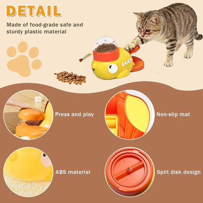 Pet interactive food distribution slow feeder, durable and cute duck shaped, intellectual training, reduces bloating (yellow)