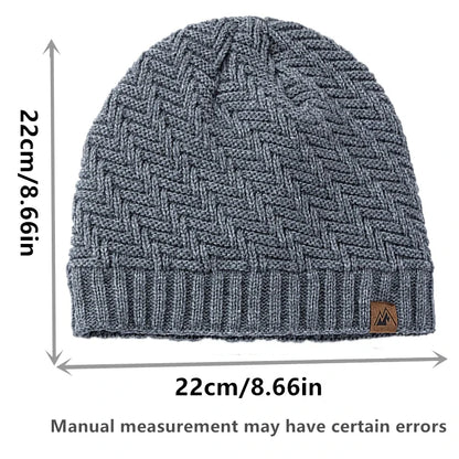 Unisex Peak Labal Winter Hat | Warm Knitted Beanie with Plush Fur Lining