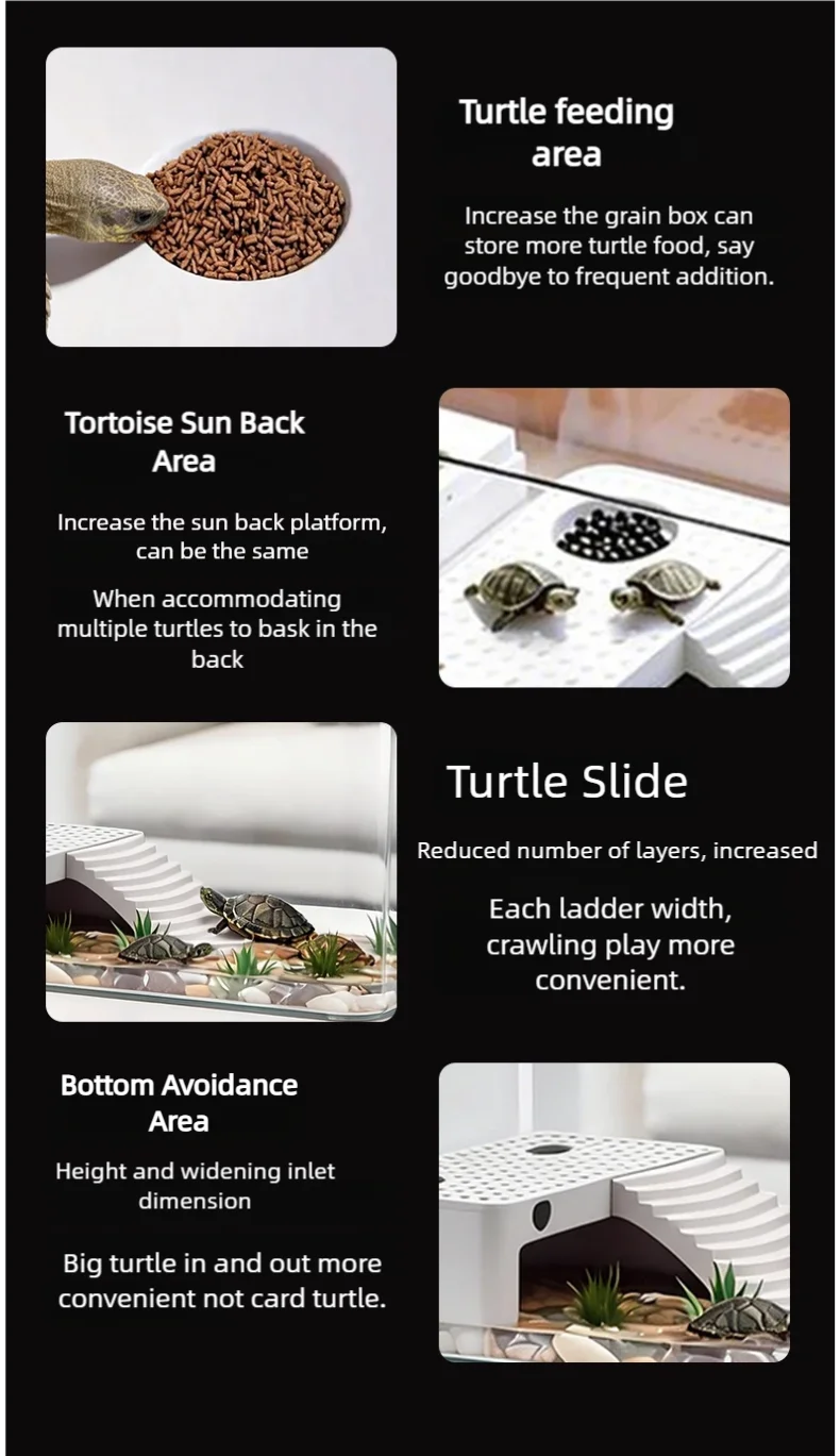 Transparent Reptile Terrarium Tank with Basking Area for Pet Turtles Hermit Crabs Tortoises - Turtle Adoption Habitat