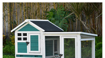 Rabbit Cage Anti Spray Urine Deluxe Double Drawer Rabbit Hutch Solid Wood Pigeon Coop Chicken Cage Bottom Mesh Outdoor