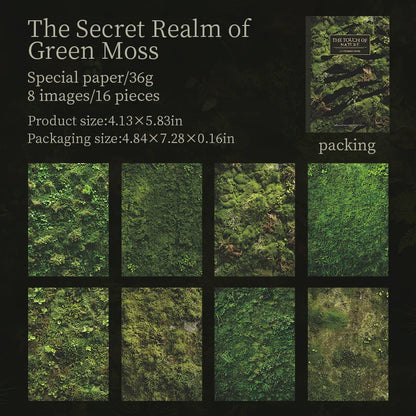 16 Sheets Nature Green Moss Theme Specialty Paper | Scrapbooking and Craft Supplies