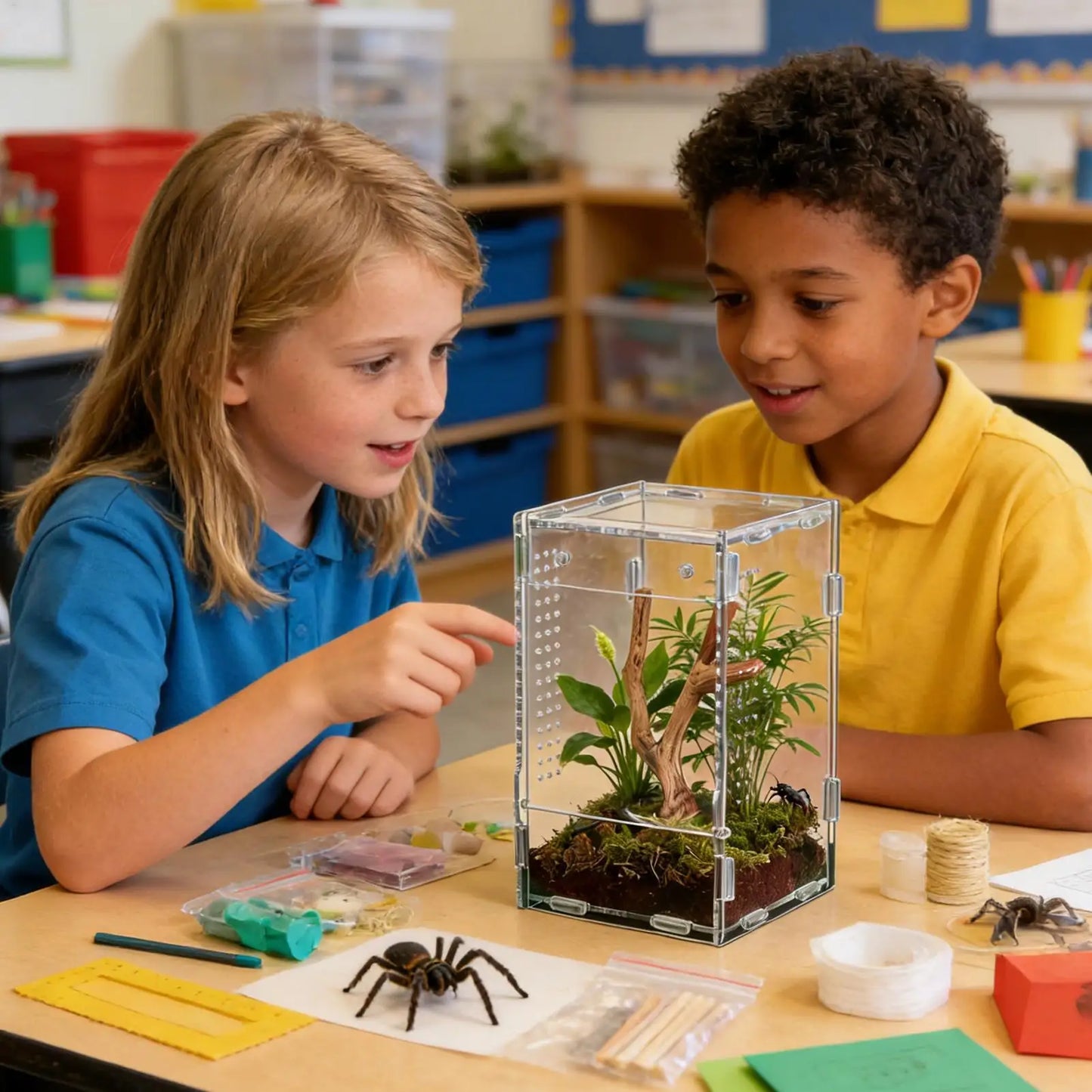 Reptile Enclosure Front Opening Escape Proof Habitat Acrylic Jumping Spider Habitat For Observation Home Pet Store Office
